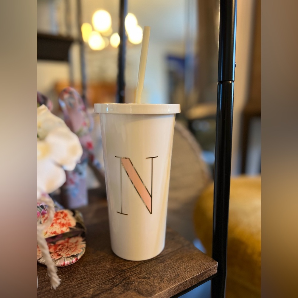 Kate Spade “N” Cup with Straw